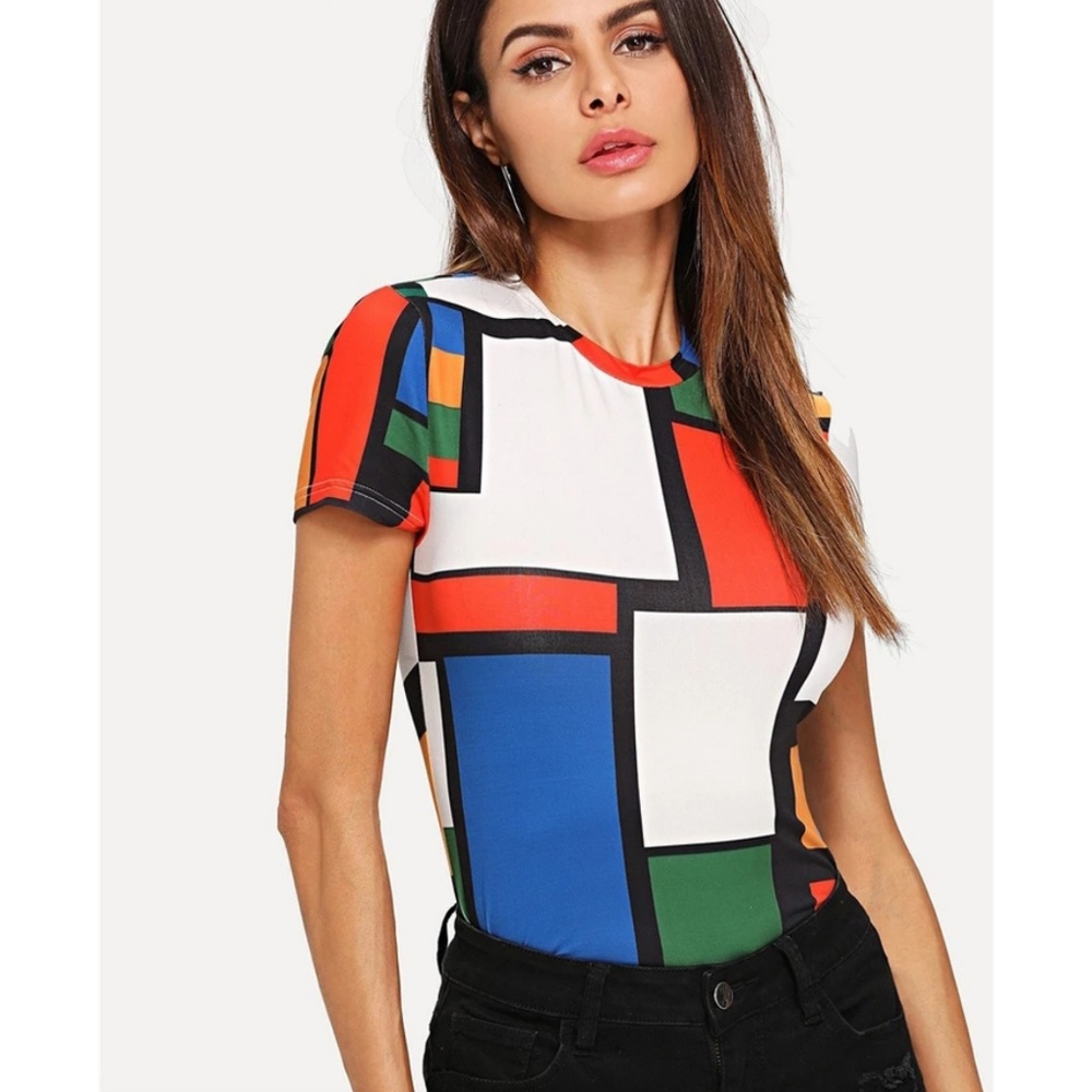 New with tags colorful chic unique geometric top